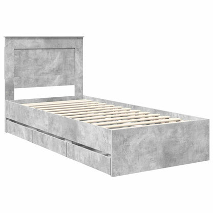 Struttura del letto con cassetto Grigio cemento 75 x 190 cm | homemem39