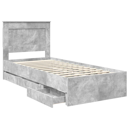 Struttura del letto con cassetto Grigio cemento 75 x 190 cm | homemem39