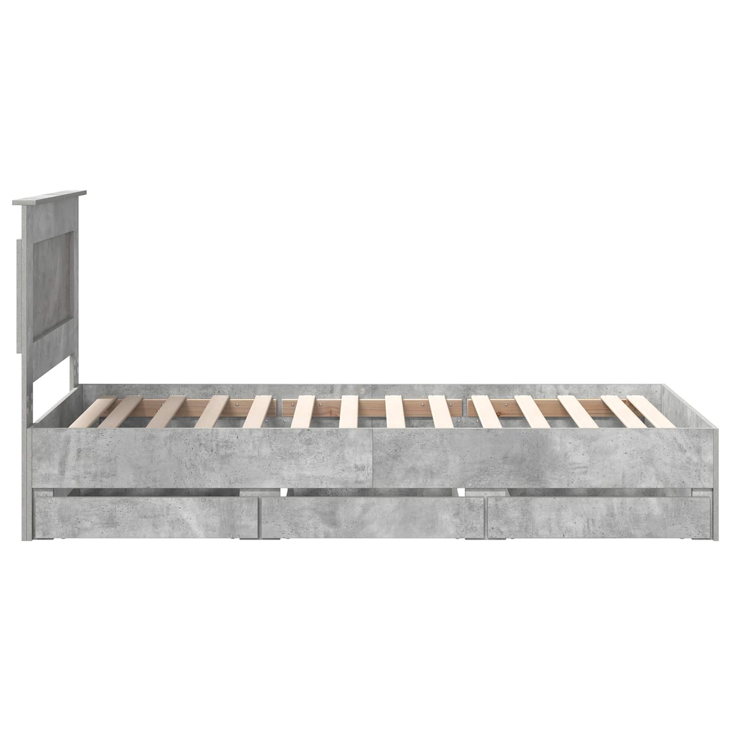 Struttura del letto con cassetto Grigio cemento 75 x 190 cm