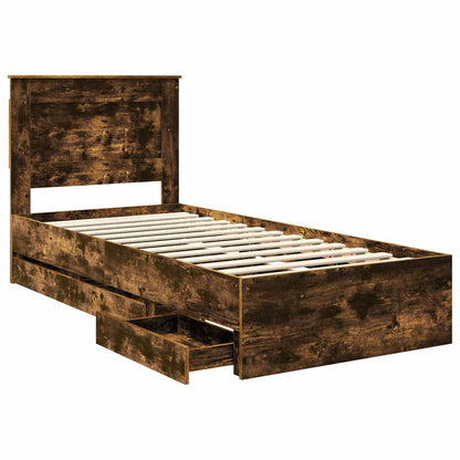 Struttura del letto con cassetto Rovere fumé 75 x 190 cm | homemem39