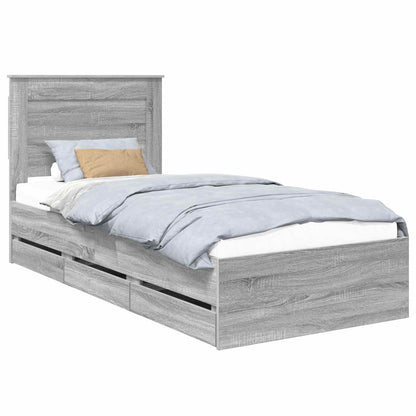 Struttura del letto con cassetto Grigio Sonoma 75 x 190 cm | homemem39