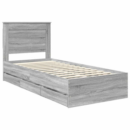 Struttura del letto con cassetto Grigio Sonoma 75 x 190 cm | homemem39