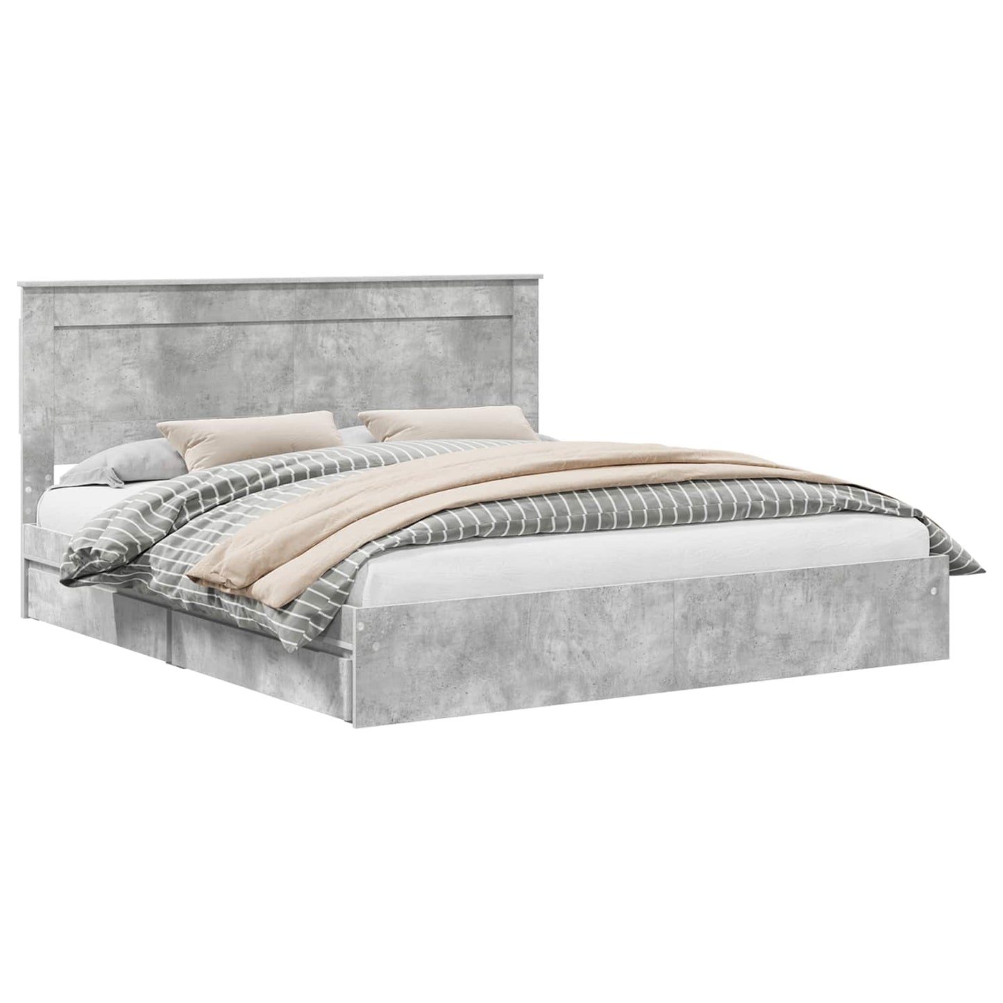 Letto con Contenitore con testiera Grigio cemento 200 x 200 cm | homemem39