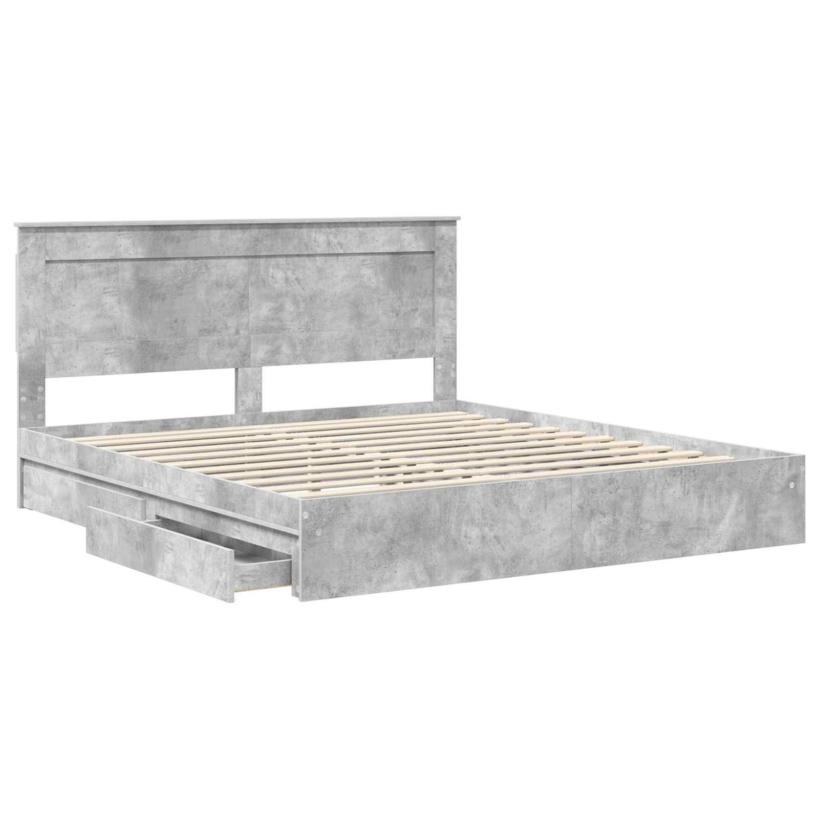 Letto con Contenitore con testiera Grigio cemento 200 x 200 cm | homemem39