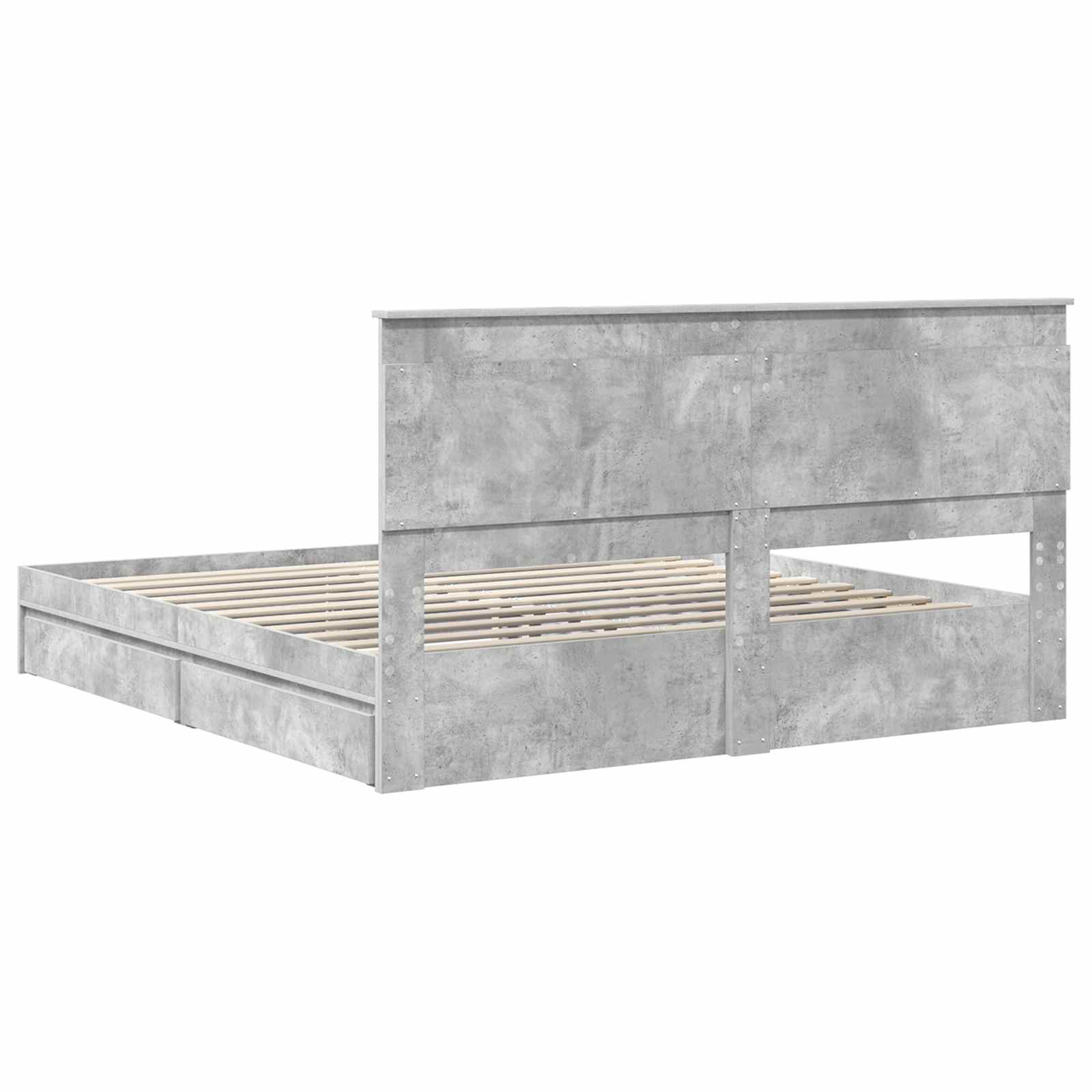 Letto con Contenitore con testiera Grigio cemento 200 x 200 cm | homemem39