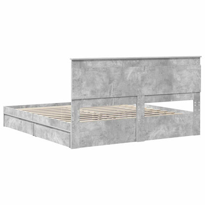 Letto con Contenitore con testiera Grigio cemento 200 x 200 cm | homemem39