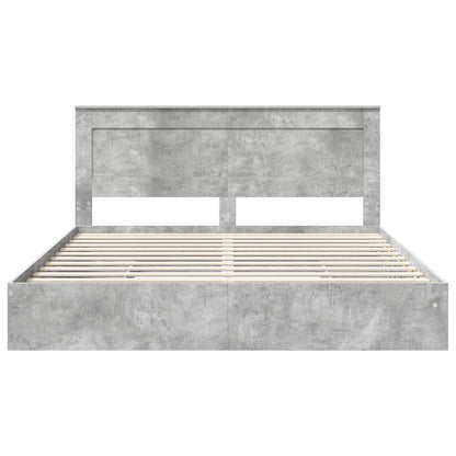 Letto con Contenitore con testiera Grigio cemento 200 x 200 cm | homemem39