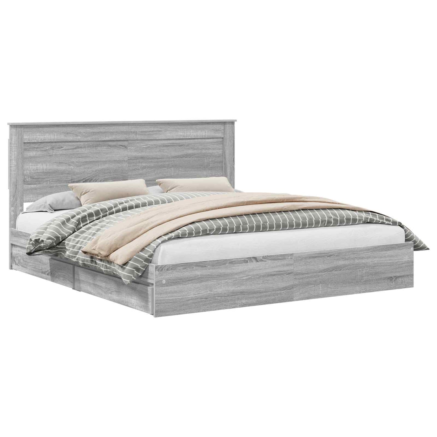 Letto con Contenitore con testiera Grigio Sonoma 200 x 200 cm | homemem39