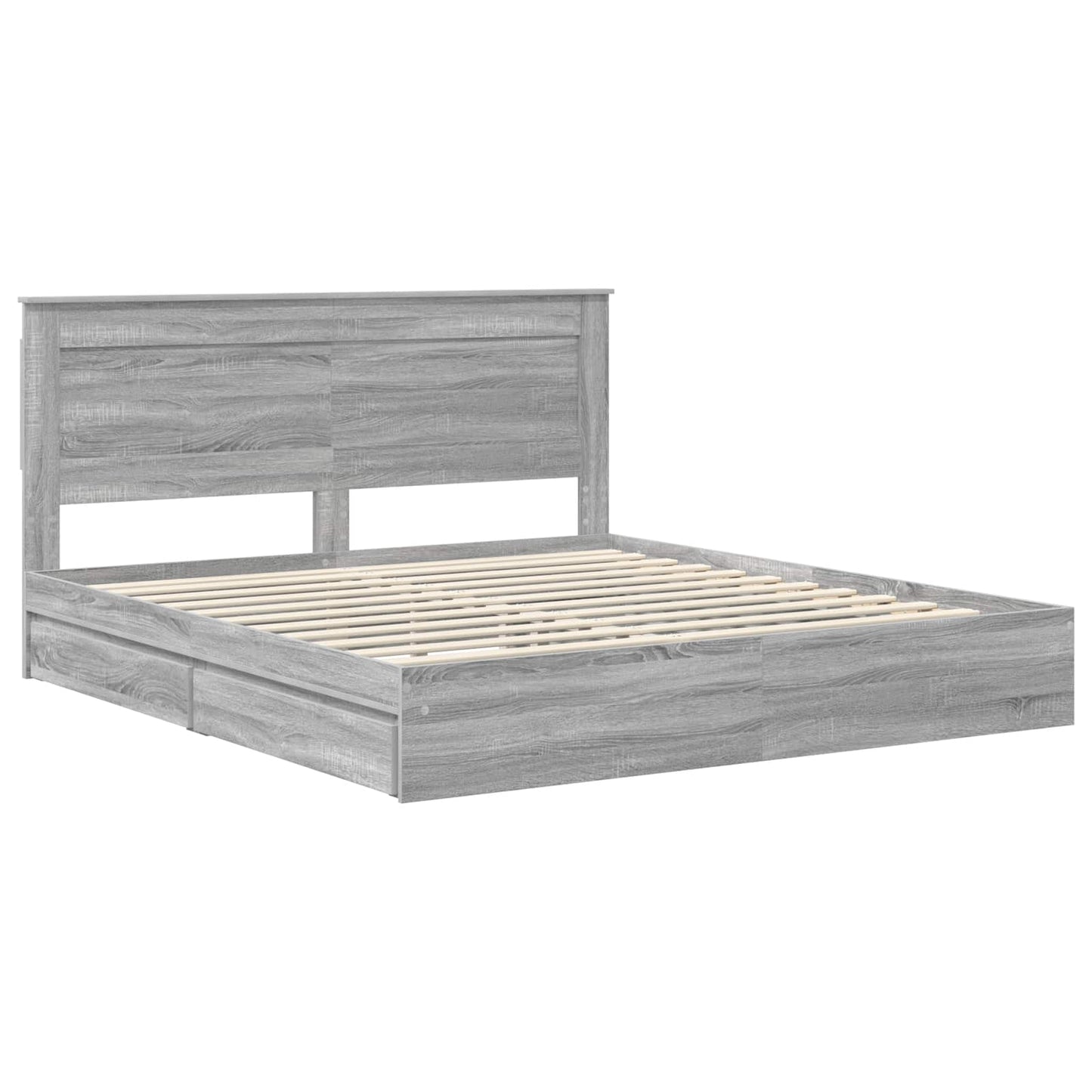 Letto con Contenitore con testiera Grigio Sonoma 200 x 200 cm | homemem39