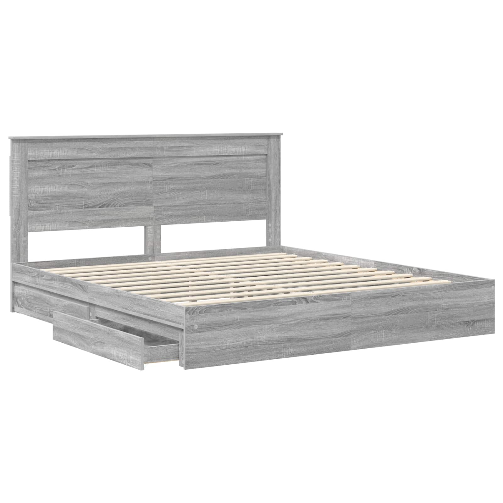 Letto con Contenitore con testiera Grigio Sonoma 200 x 200 cm | homemem39
