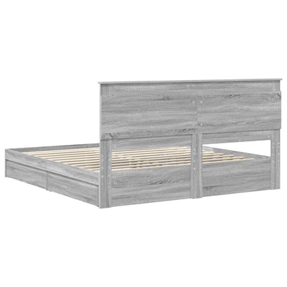 Letto con Contenitore con testiera Grigio Sonoma 200 x 200 cm | homemem39