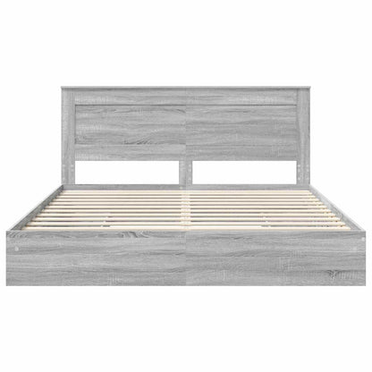 Letto con Contenitore con testiera Grigio Sonoma 200 x 200 cm | homemem39