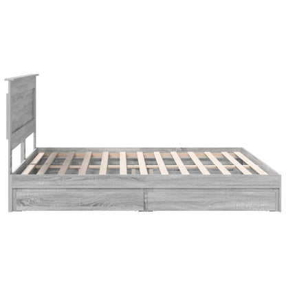 Letto con Contenitore con testiera Grigio Sonoma 200 x 200 cm | homemem39