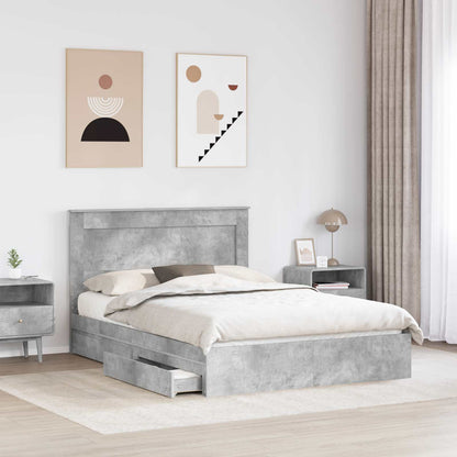 Letto con Contenitore con testiera Grigio cemento 150 x 200 cm | homemem39