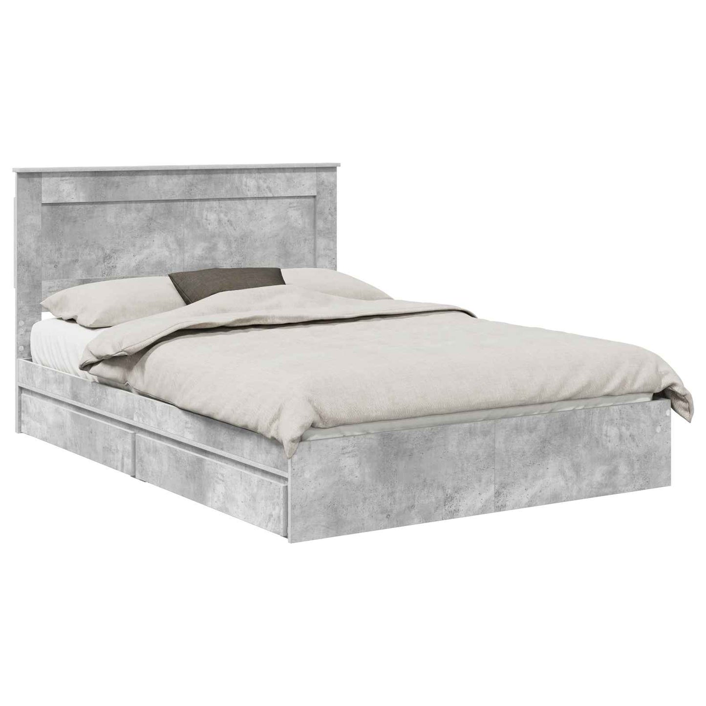 Letto con Contenitore con testiera Grigio cemento 150 x 200 cm | homemem39