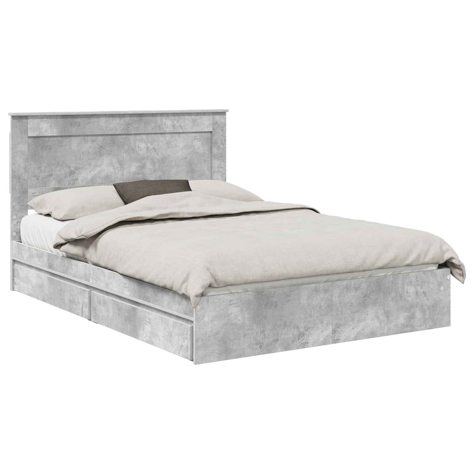 Letto con Contenitore con testiera Grigio cemento 150 x 200 cm | homemem39
