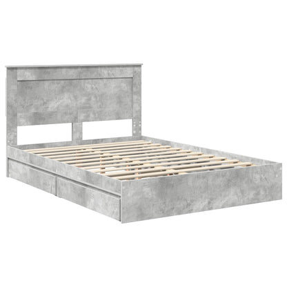 Letto con Contenitore con testiera Grigio cemento 150 x 200 cm | homemem39