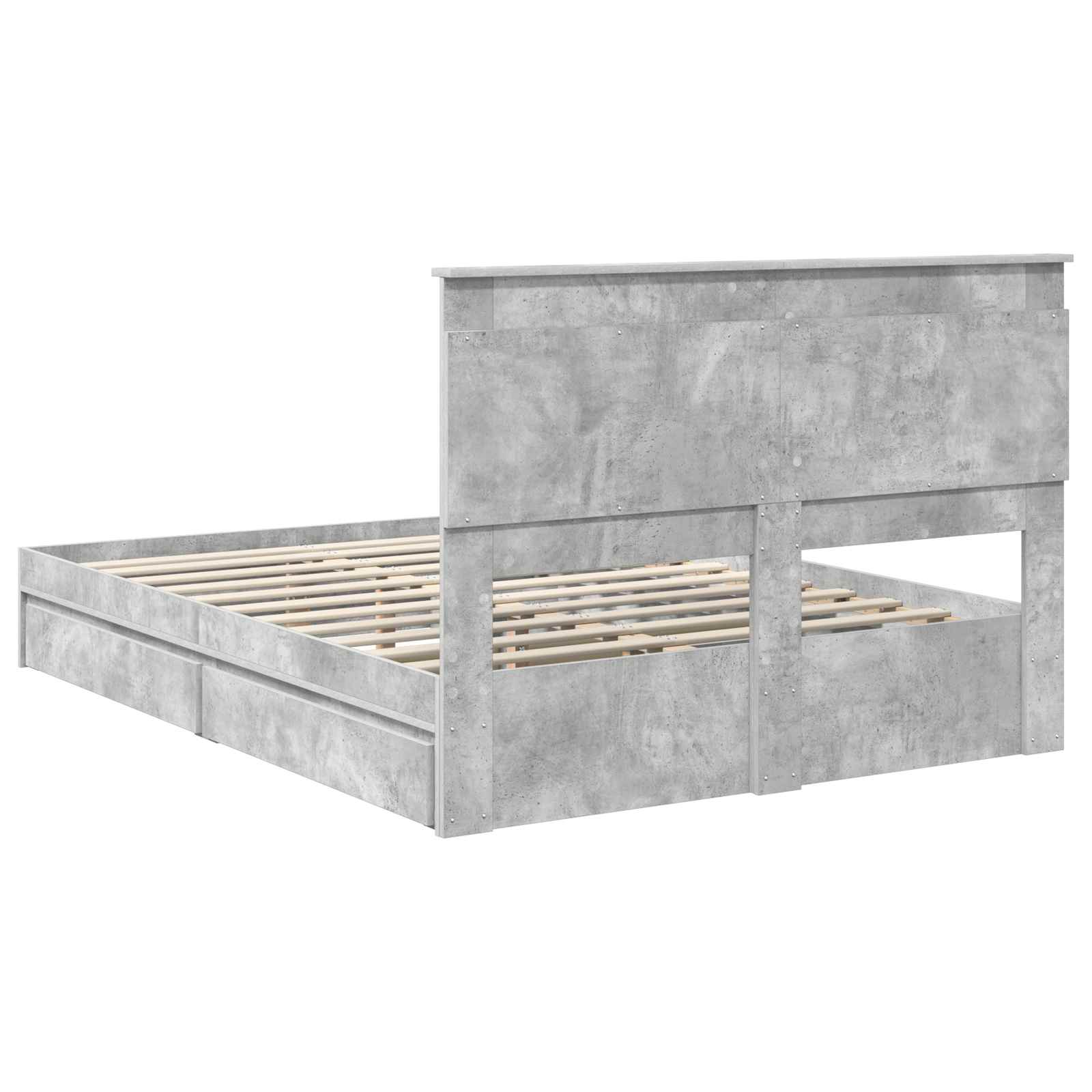 Letto con Contenitore con testiera Grigio cemento 150 x 200 cm | homemem39
