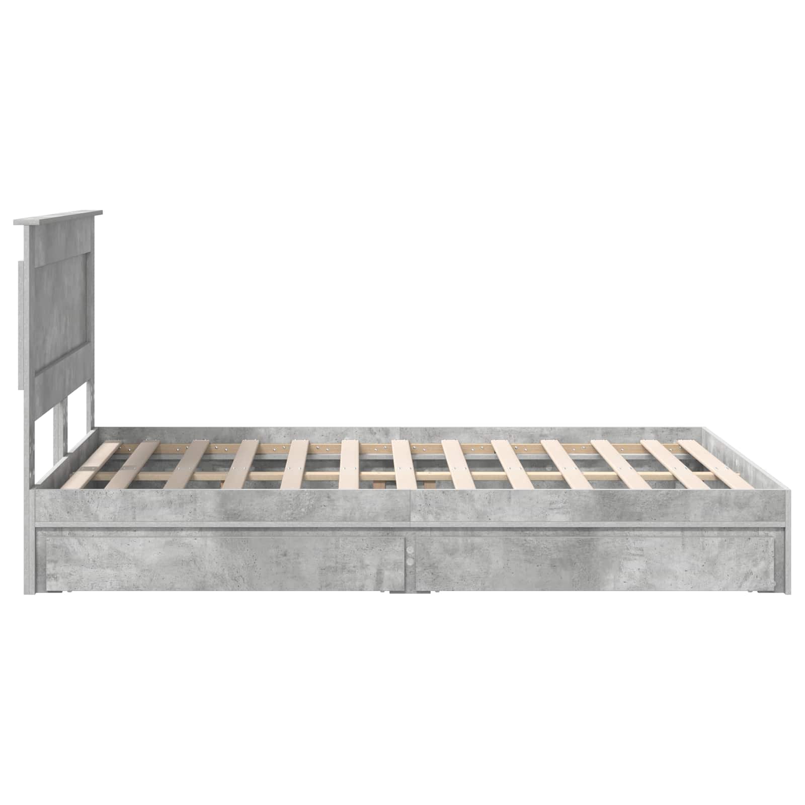 Letto con Contenitore con testiera Grigio cemento 150 x 200 cm | homemem39