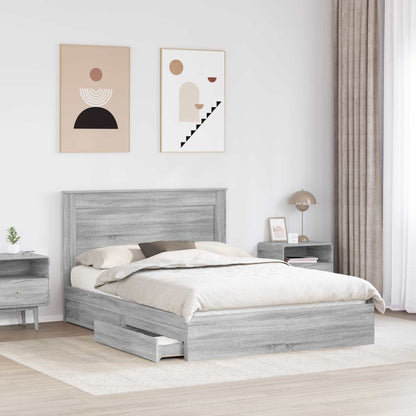 Letto con Contenitore con testiera Grigio Sonoma 140 x 200 cm | homemem39