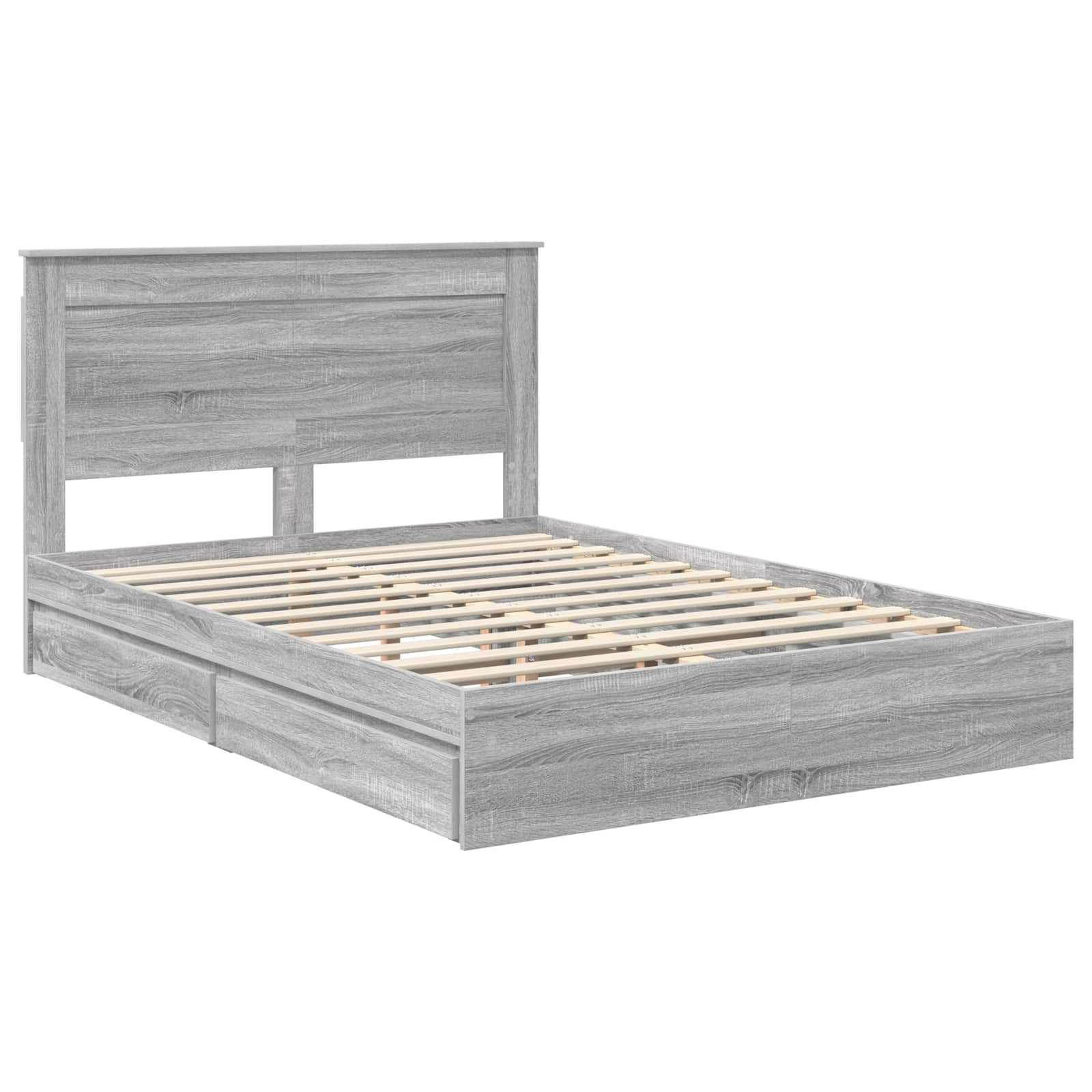 Letto con Contenitore con testiera Grigio Sonoma 140 x 200 cm | homemem39