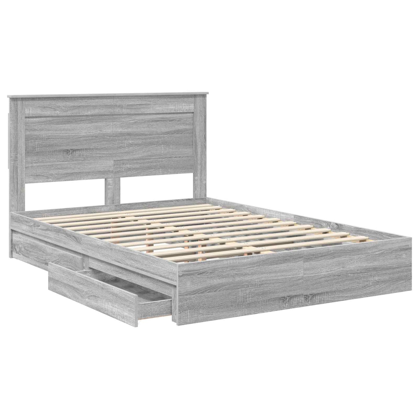 Letto con Contenitore con testiera Grigio Sonoma 140 x 200 cm | homemem39
