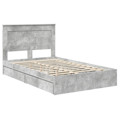 Letto con Contenitore con testiera Grigio cemento 135 x 190 cm | homemem39