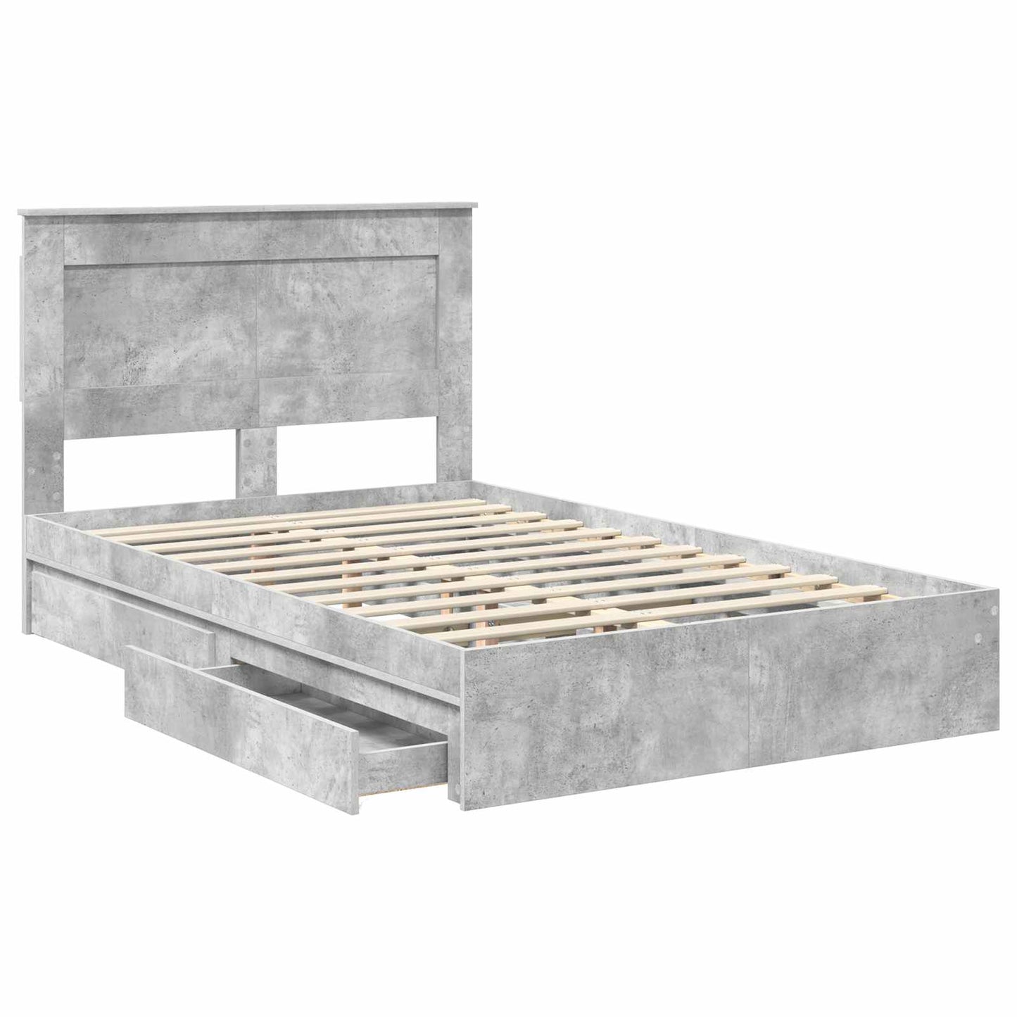 Letto con Contenitore con testiera Grigio cemento 135 x 190 cm | homemem39