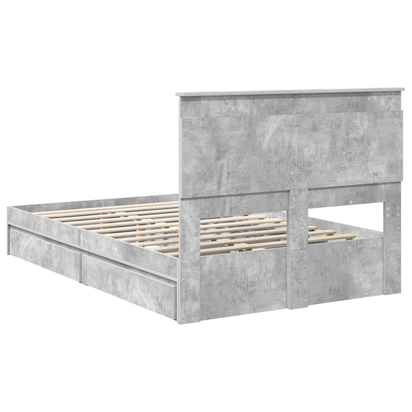 Letto con Contenitore con testiera Grigio cemento 135 x 190 cm | homemem39