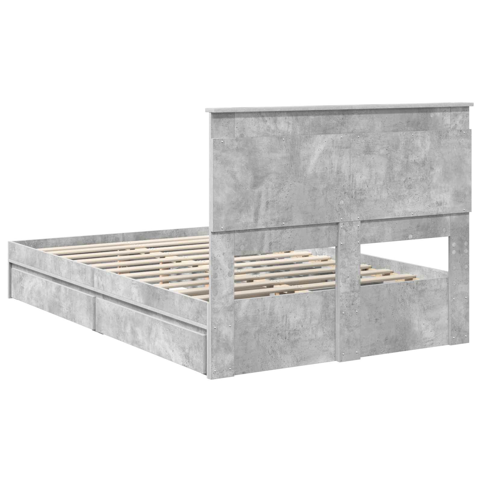 Letto con Contenitore con testiera Grigio cemento 135 x 190 cm | homemem39