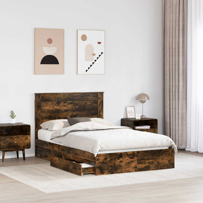 Letto con Contenitore con testiera Rovere fumé 135 x 190 cm | homemem39