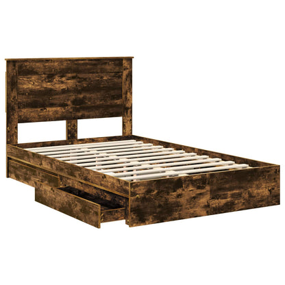 Letto con Contenitore con testiera Rovere fumé 135 x 190 cm | homemem39