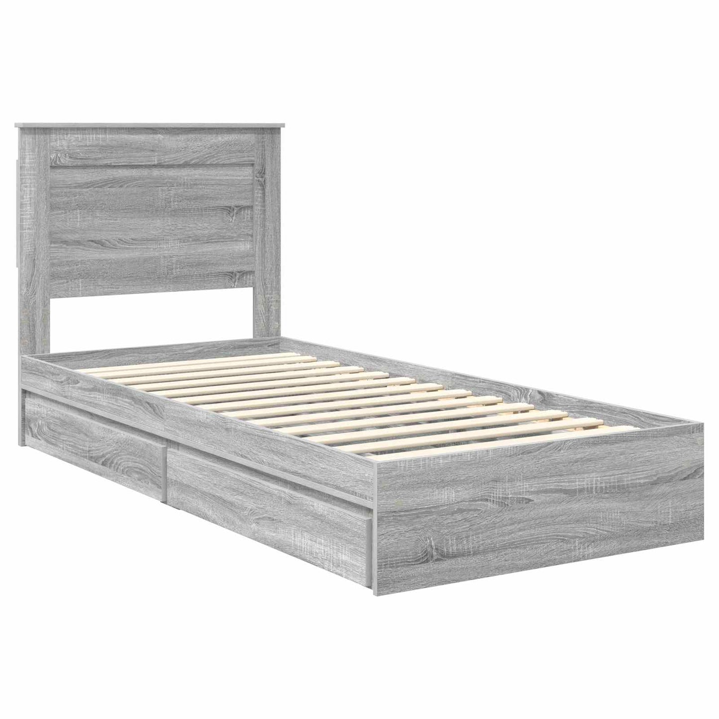 Letto con Contenitore con testiera Grigio Sonoma 100 x 200 cm | homemem39