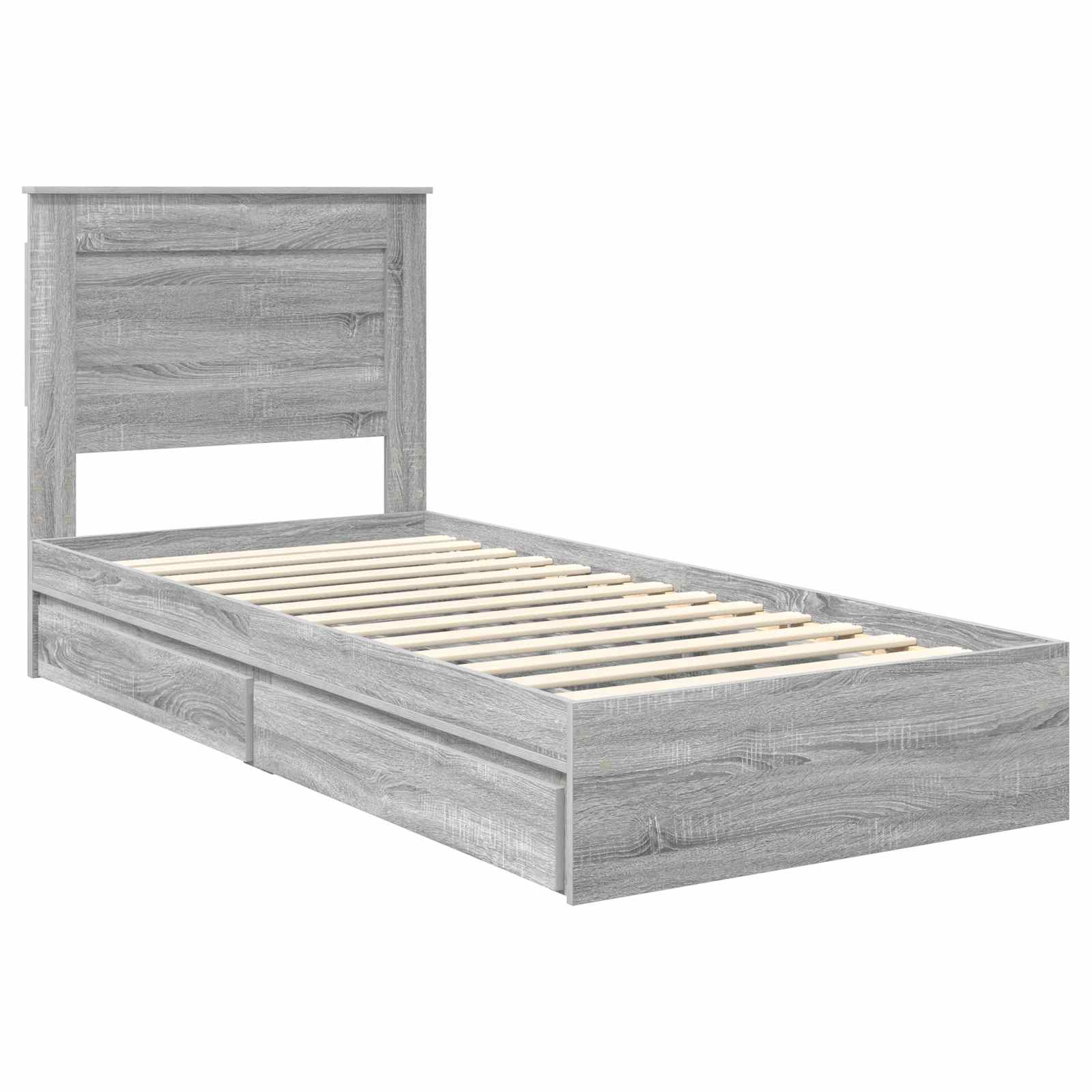 Letto con Contenitore con testiera Grigio Sonoma 100 x 200 cm | homemem39