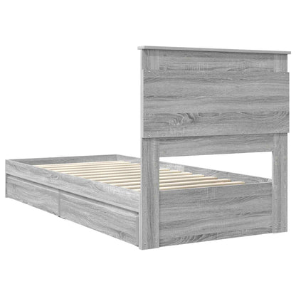 Letto con Contenitore con testiera Grigio Sonoma 100 x 200 cm | homemem39