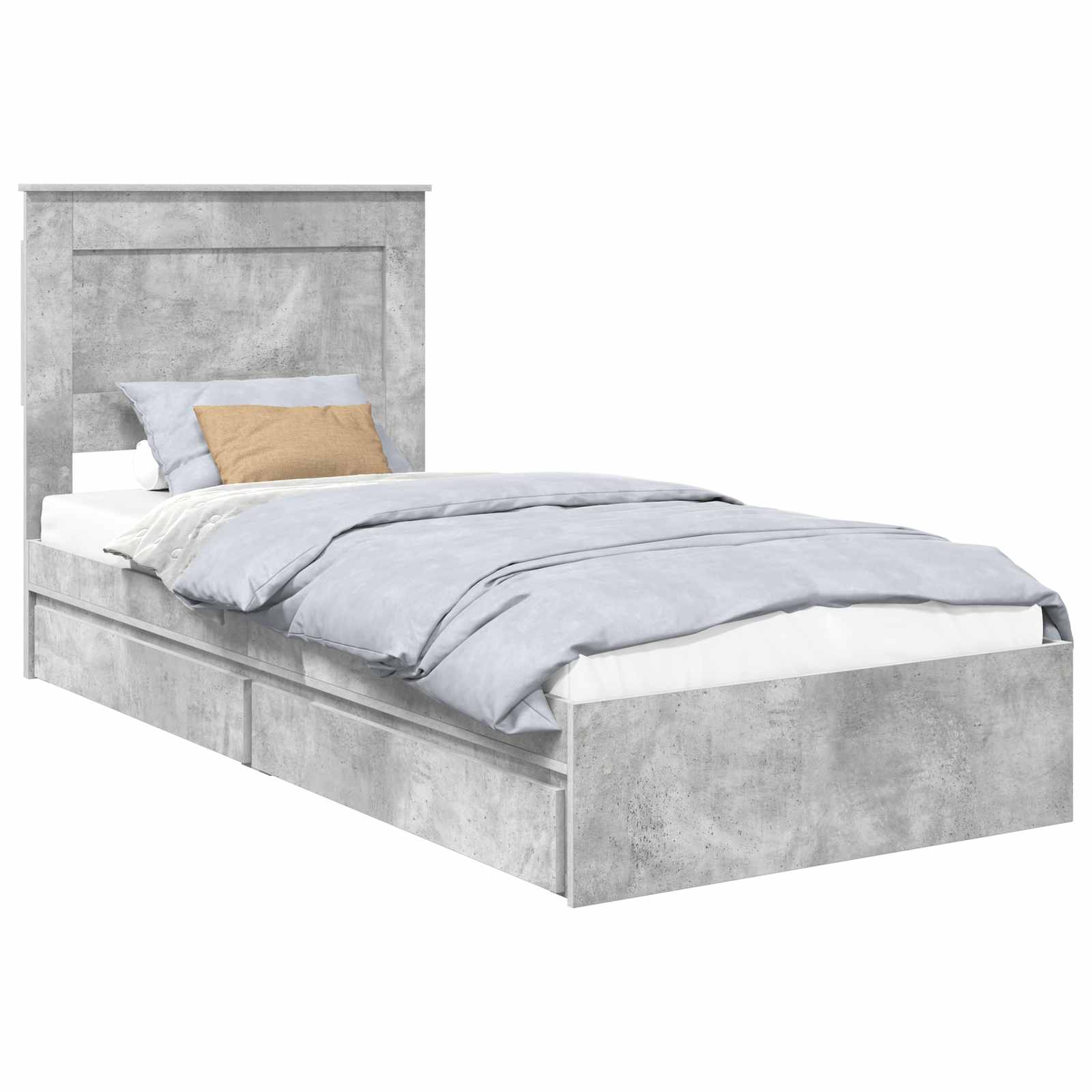 Letto con Contenitore con testiera Grigio cemento 90 x 190 cm | homemem39