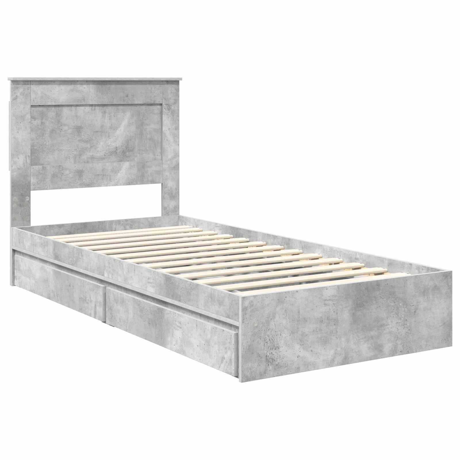 Letto con Contenitore con testiera Grigio cemento 90 x 190 cm | homemem39