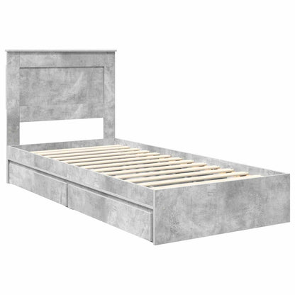 Letto con Contenitore con testiera Grigio cemento 90 x 190 cm | homemem39