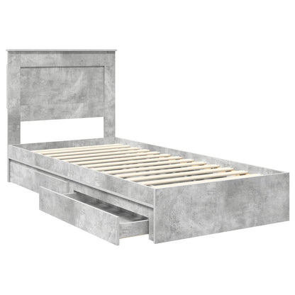 Letto con Contenitore con testiera Grigio cemento 90 x 190 cm | homemem39