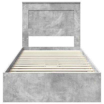 Letto con Contenitore con testiera Grigio cemento 90 x 190 cm | homemem39