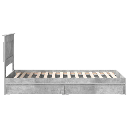 Letto con Contenitore con testiera Grigio cemento 90 x 190 cm | homemem39