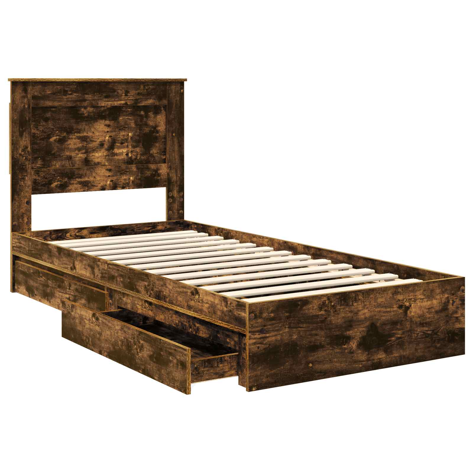 Letto con Contenitore Rovere fumé 90 x 190 cm Legno multistrato | homemem39