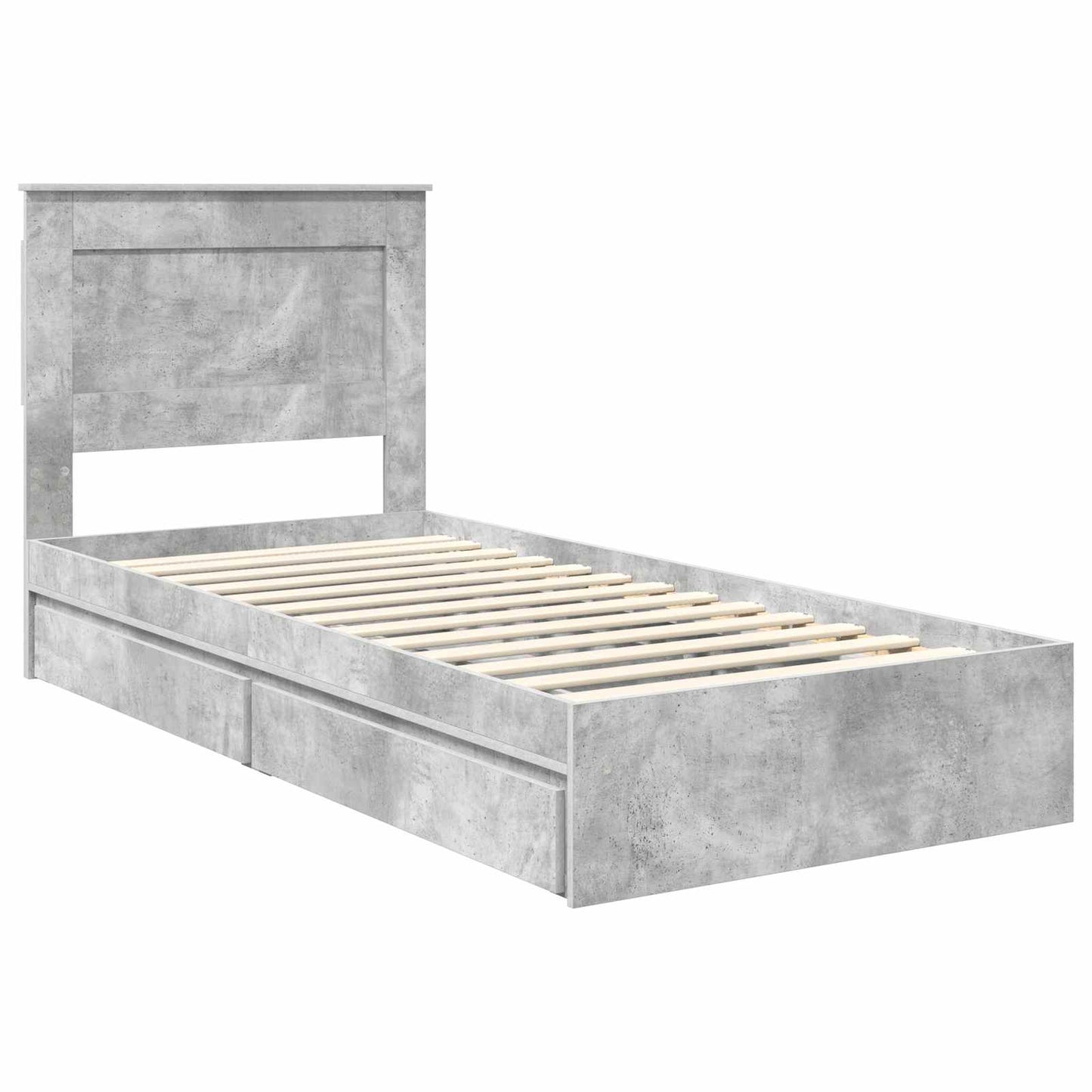 Letto con Contenitore con testiera Grigio cemento 75 x 190 cm | homemem39