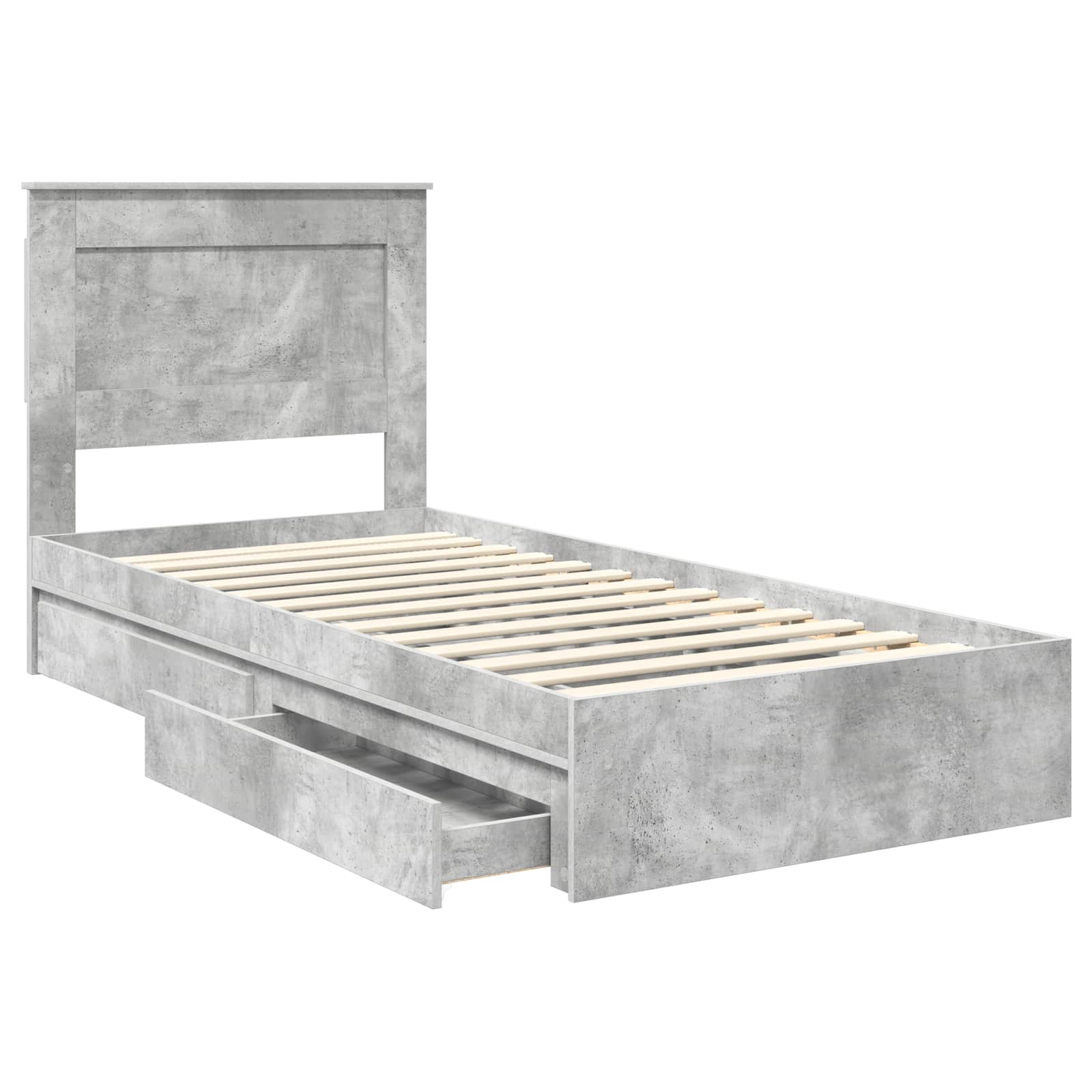 Letto con Contenitore con testiera Grigio cemento 75 x 190 cm | homemem39