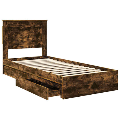 Letto con Contenitore Rovere fumé 75 x 190 cm Legno multistrato | homemem39