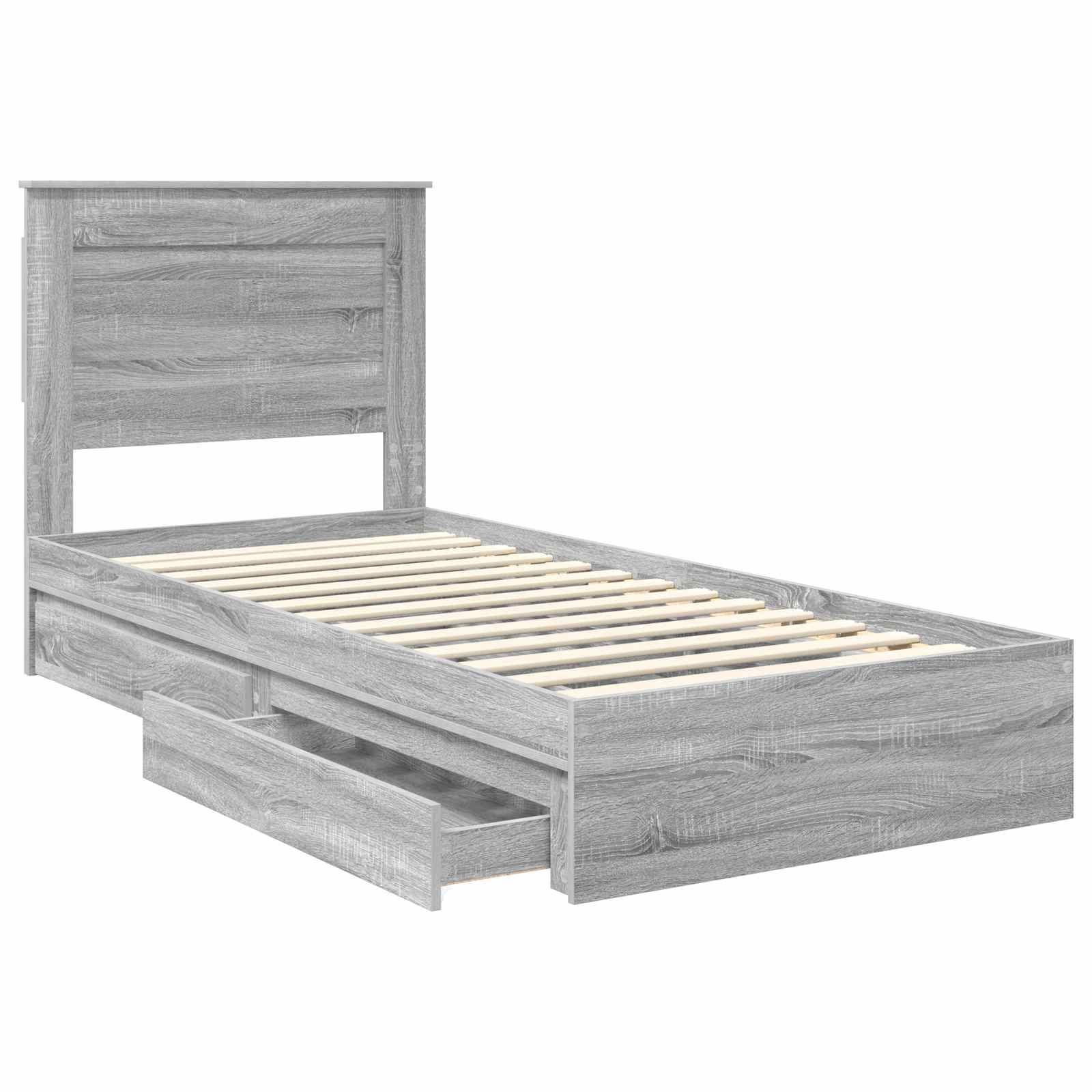 Letto con Contenitore con testiera Grigio Sonoma 75 x 190 cm | homemem39