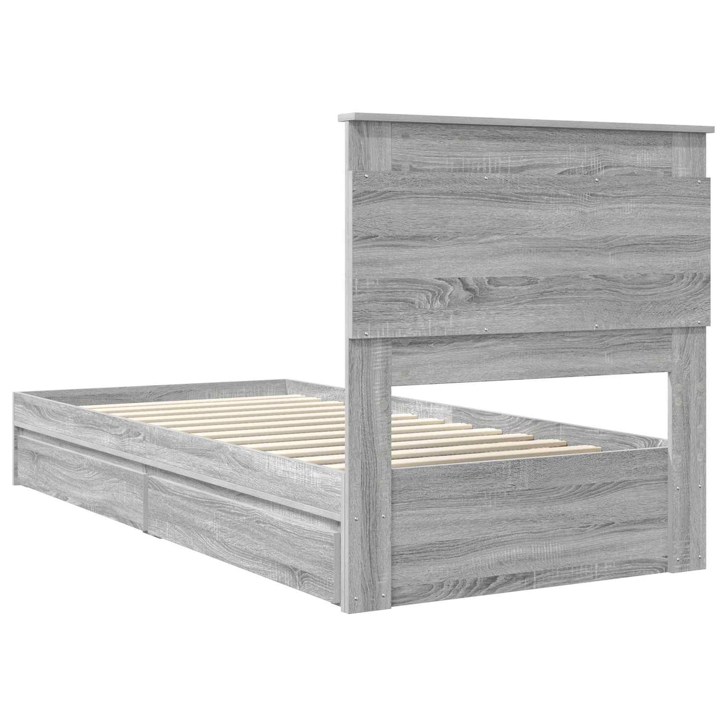 Letto con Contenitore con testiera Grigio Sonoma 75 x 190 cm | homemem39