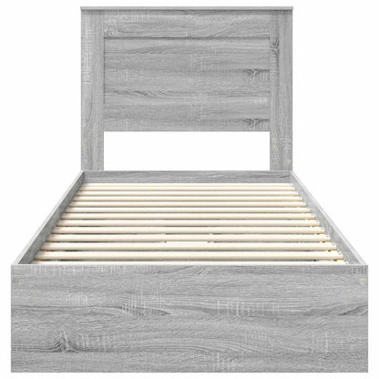 Letto con Contenitore con testiera Grigio Sonoma 75 x 190 cm | homemem39