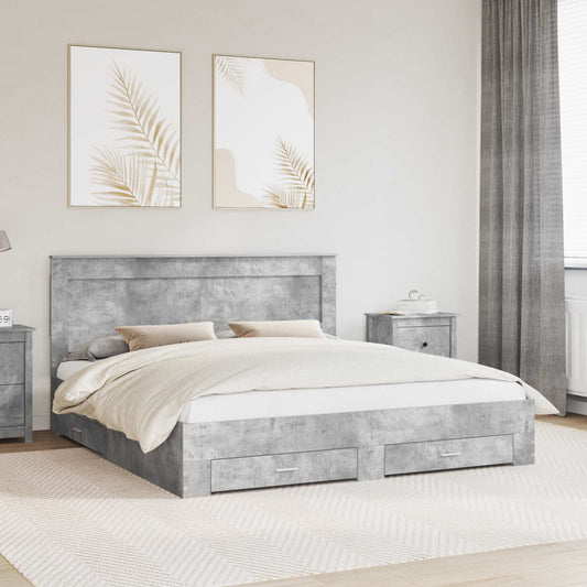 Struttura del letto con testiera Grigio cemento 180 x 200 cm | homemem39