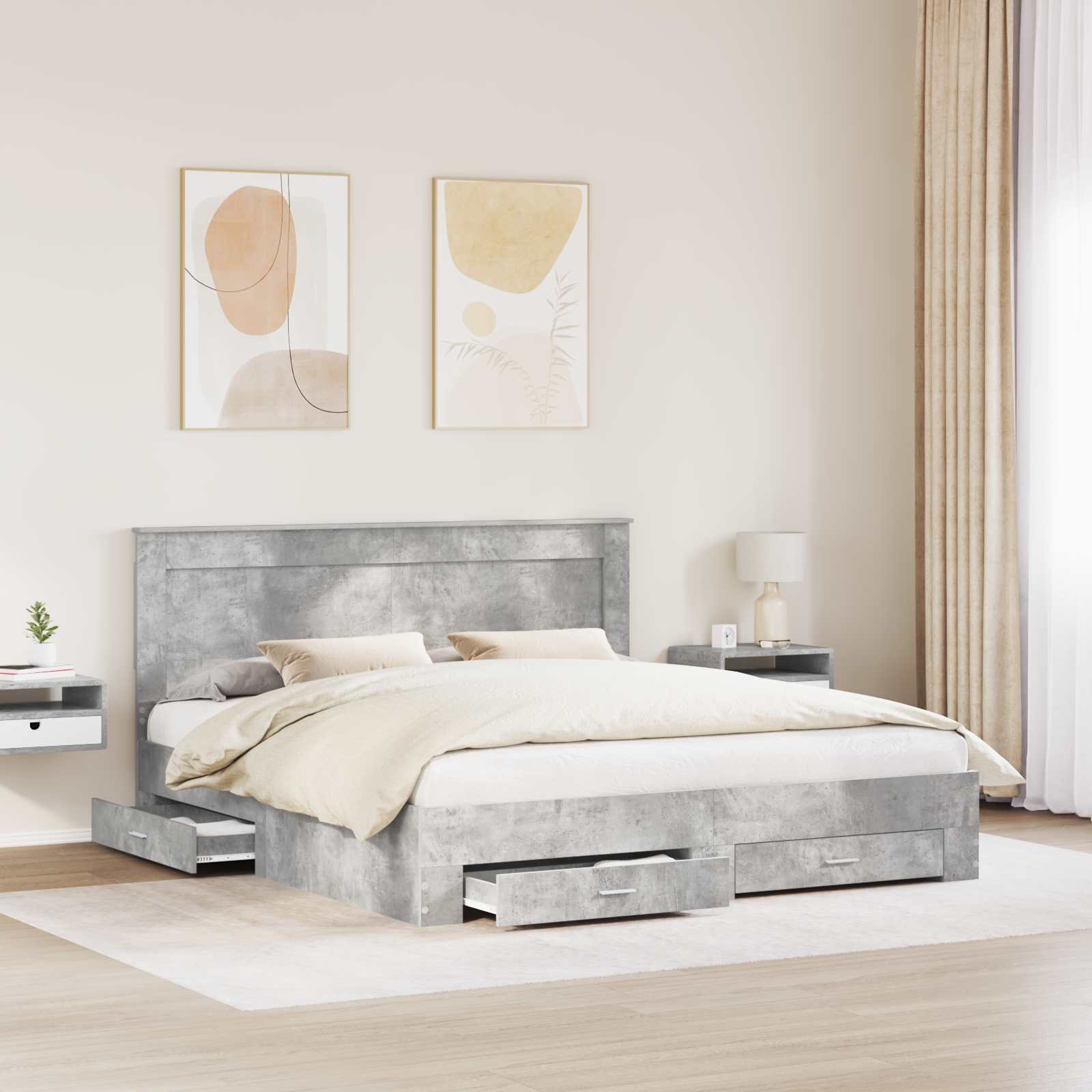Struttura del letto con testiera Grigio cemento 180 x 200 cm | homemem39